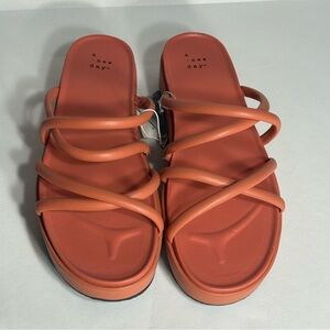 A New Day Women's Bold Orange Slide Sandals